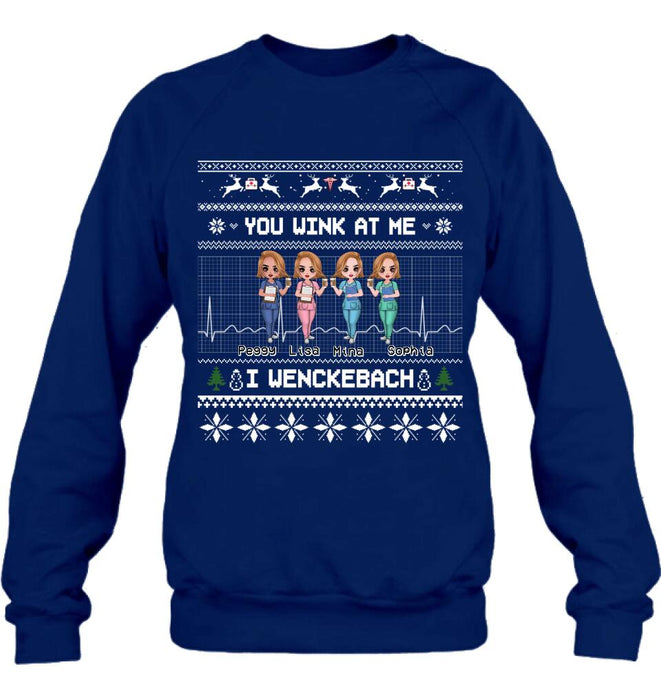 Personalized Nurses Shirt - Up to 4 Nurses - Christmas Gift Idea for Nurses/Friends/Besties - You Wink At Me I Wenckeback