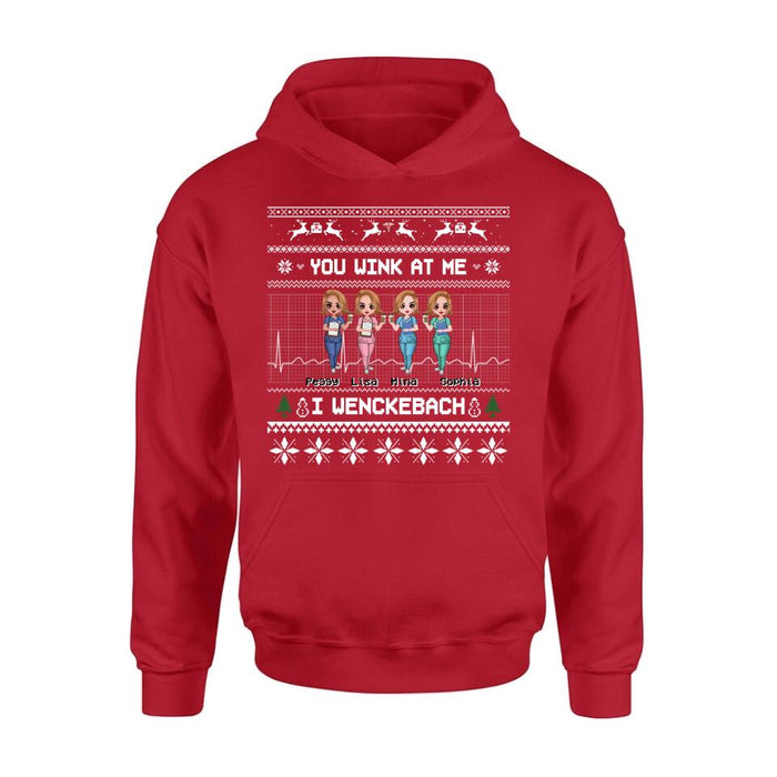 Personalized Nurses Shirt - Up to 4 Nurses - Christmas Gift Idea for Nurses/Friends/Besties - You Wink At Me I Wenckeback