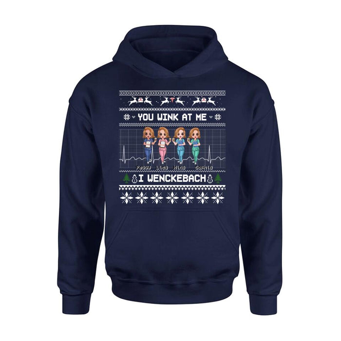 Personalized Nurses Shirt - Up to 4 Nurses - Christmas Gift Idea for Nurses/Friends/Besties - You Wink At Me I Wenckeback