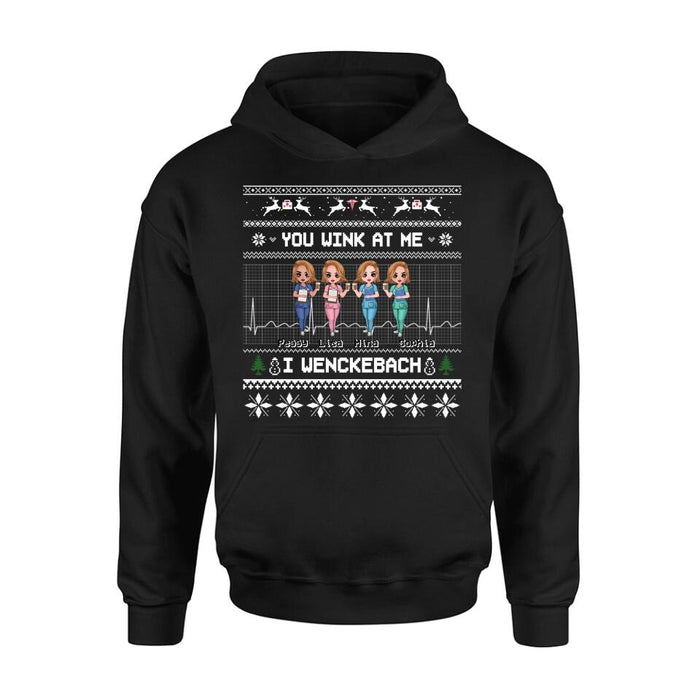 Personalized Nurses Shirt - Up to 4 Nurses - Christmas Gift Idea for Nurses/Friends/Besties - You Wink At Me I Wenckeback