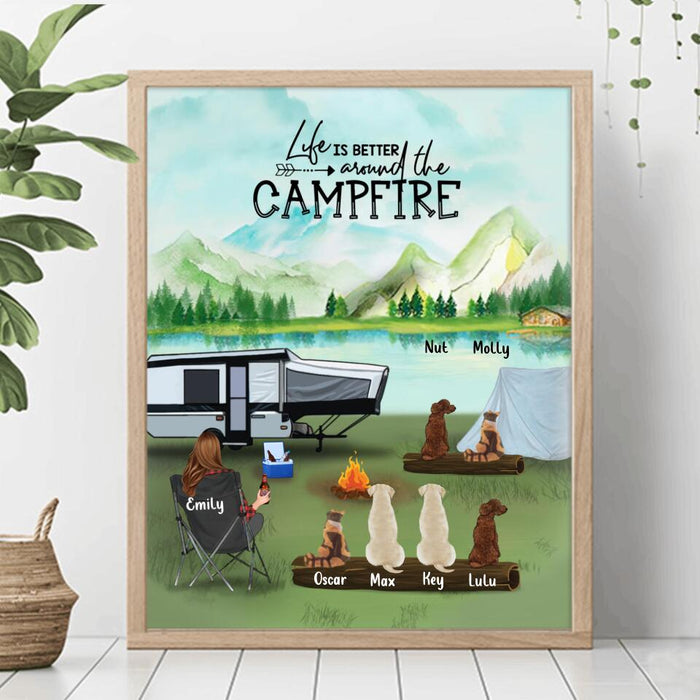 Custom Personalized Camping Poster - Gift For Pet Mom/Dad, Solo Camping Lovers - Up to 6 Pets