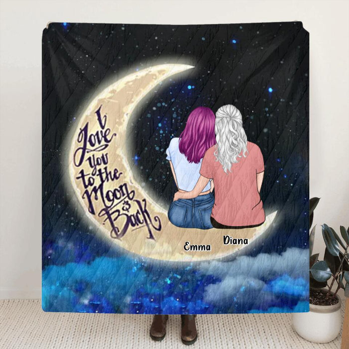 Custom Personalized Mother's Day Quilt/Fleece Blanket - Mother's Day Gift From Daughter to Mom - Best mother’s day gift ideas - I love you to the moon and back