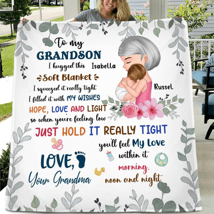 Custom Personalized To My Grandson Single Layer Fleece/Quilt Blanket/Pillow Cover - Gift Idea For Newborn Grandson/Granddaughter -To My Grandson