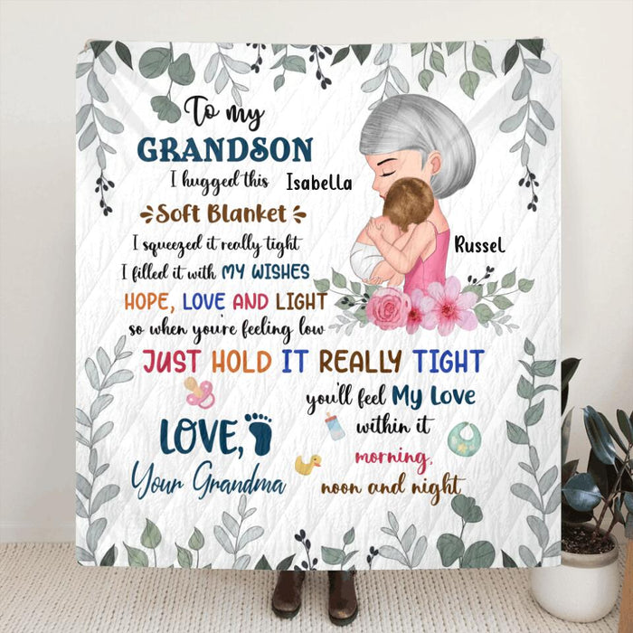 Custom Personalized To My Grandson Single Layer Fleece/Quilt Blanket/Pillow Cover - Gift Idea For Newborn Grandson/Granddaughter -To My Grandson