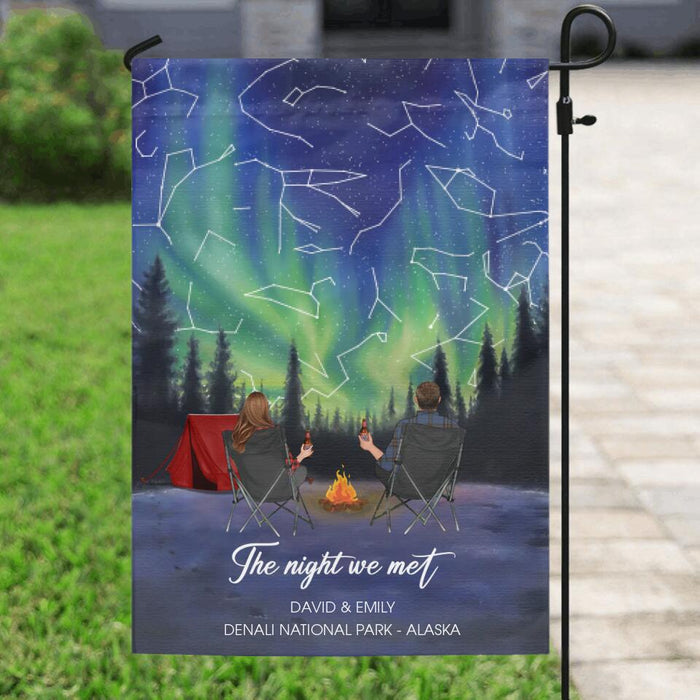 Custom Personalized Camping Couple Flag - Anniversary Gift for Couple - The Night we Met