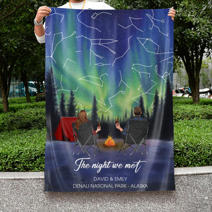 Custom Personalized Camping Couple Flag - Anniversary Gift for Couple - The Night we Met