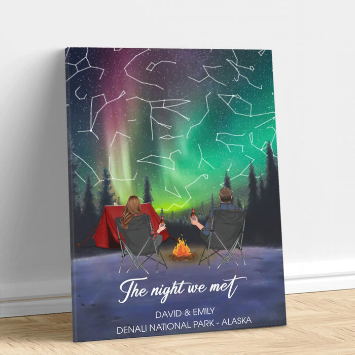 Custom Personalized Camping Couple Canvas - Anniversary Gift for Couple - The Night we Met