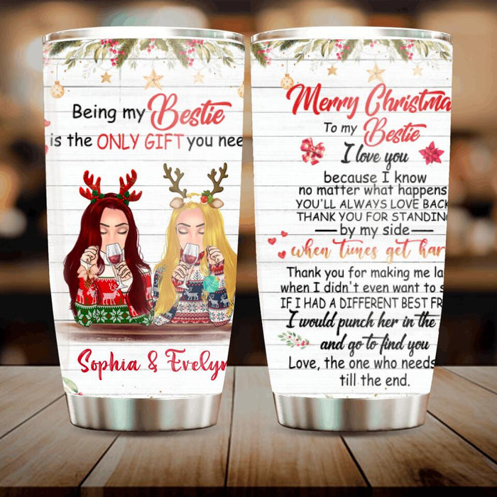 Custom Personalized Xmas Besties Tumbler - Best Gift For Friends - Merry Christmas To My Bestie