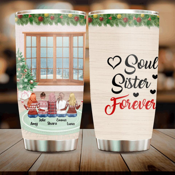 Personalized Christmas Besties Alcohol Tumbler - Up To 5 Bestis - Soul Sister Forever