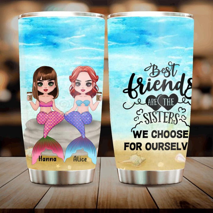 Custom Personalized Mermaid Friends/ Sisters Tumbler - Gift Idea For Mermaid Lover - Upto 4 Mermaids - Best Friends Are The Sisters We Choose For Ourselves