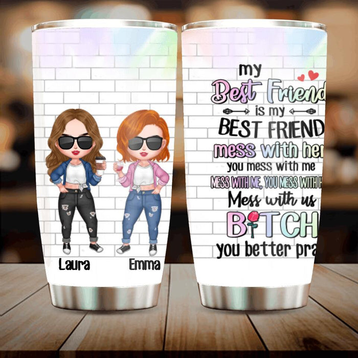 Custom Personalized Bestie Tumbler - Gift Idea For Best Friends with up to 4 Girls - My Best Friend Is My Best Friend