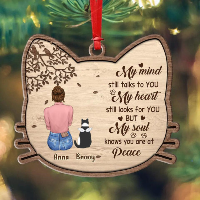 Custom Personalized Cat Mom Wooden Ornament - Memorial Gift Idea For Cat Lovers - My Soul Knows You Are At Peace