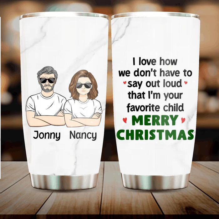 Custom Personalized Family Tumbler - Mom/Dad With A Child - Gift Idea For Family - Merry Christmas