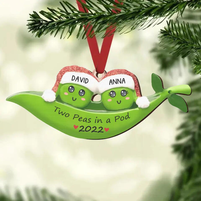 Custom Personalized Couple Christmas Wooden Ornament - Couple Xmas Gift Idea - Two Peas In A Pod 2022