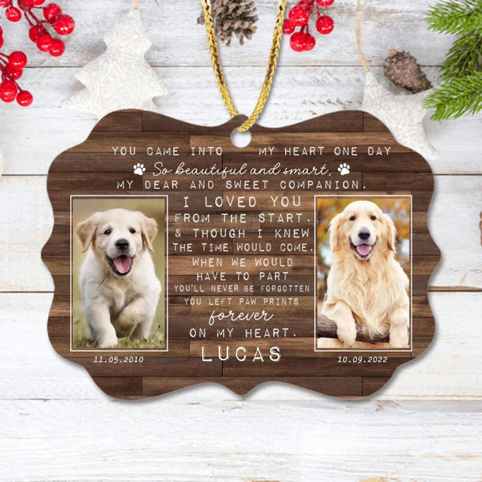 Custom Personalized Memorial Pet Wooden Ornament - Upload Photos - Memorial Gift Idea - You Came Into My Heart One Day