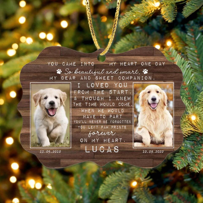 Custom Personalized Memorial Pet Wooden Ornament - Upload Photos - Memorial Gift Idea - You Came Into My Heart One Day