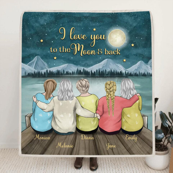 Custom Personalized Mother and Daughters Moonlight Quilt/Fleece Blanket - Mother's day gift from daughter to mom - Up to 4 Daughters