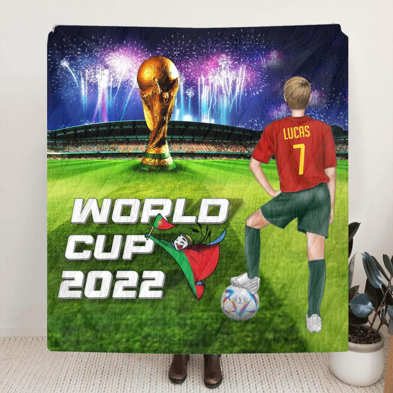 Personalized Football Fleece Throw Blanket/Quilt - Gift Idea For Football Lover - World Cup 2022