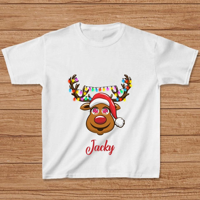 Custom Personalized Reindeer Kid T-Shirt & Adult T-Shirt - Christmas Gift Idea for Family