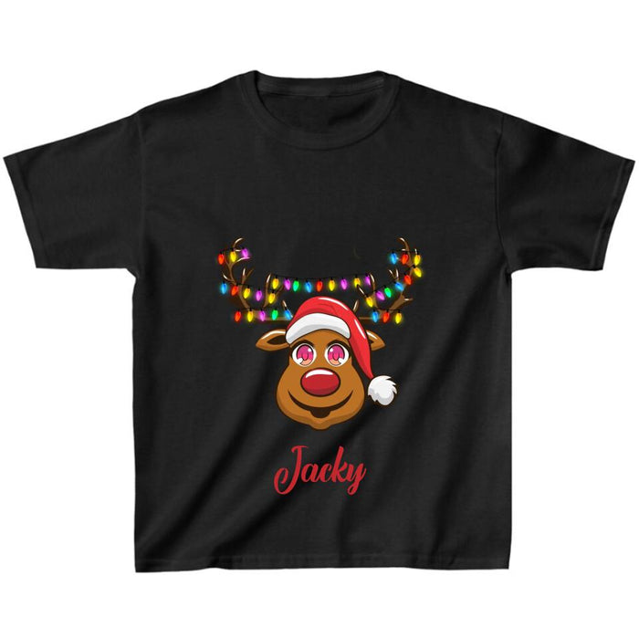 Custom Personalized Reindeer Kid T-Shirt & Adult T-Shirt - Christmas Gift Idea for Family