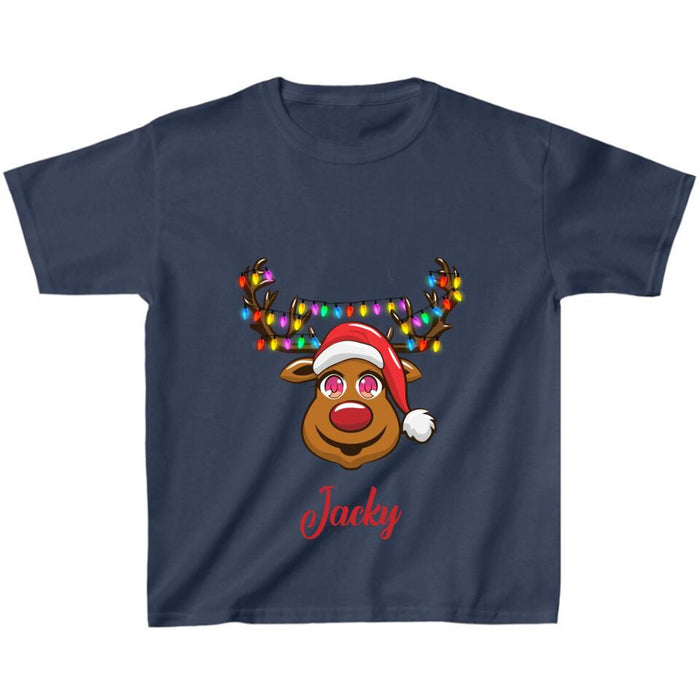 Custom Personalized Reindeer Kid T-Shirt & Adult T-Shirt - Christmas Gift Idea for Family