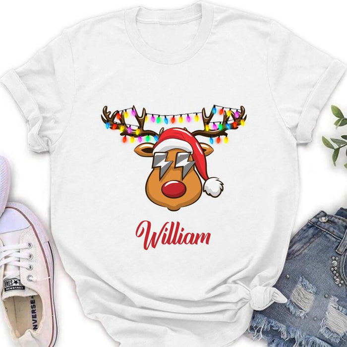 Custom Personalized Reindeer Kid T-Shirt & Adult T-Shirt - Christmas Gift Idea for Family