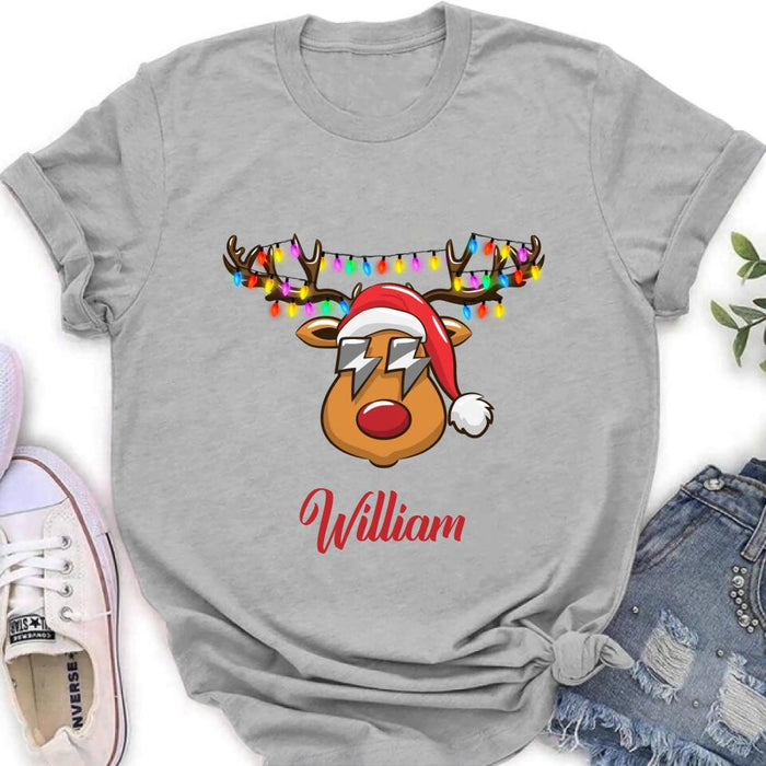 Custom Personalized Reindeer Kid T-Shirt & Adult T-Shirt - Christmas Gift Idea for Family