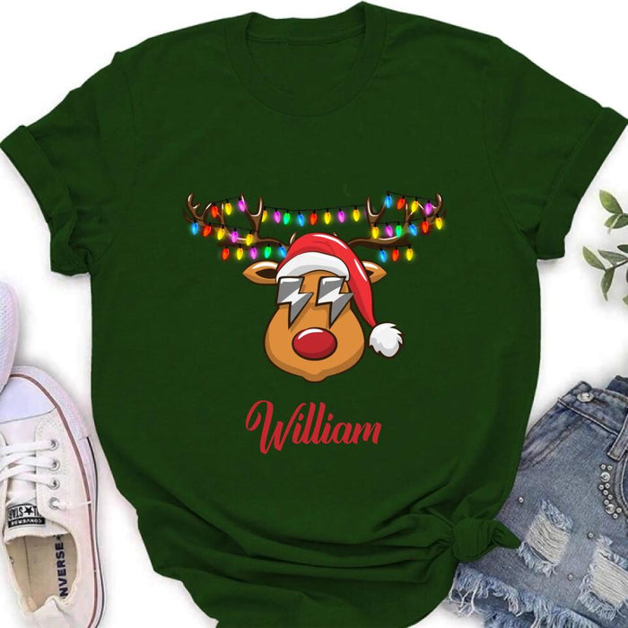 Custom Personalized Reindeer Kid T-Shirt & Adult T-Shirt - Christmas Gift Idea for Family