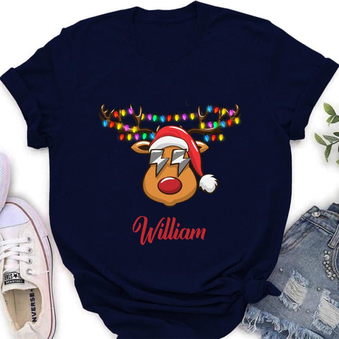 Custom Personalized Reindeer Kid T-Shirt & Adult T-Shirt - Christmas Gift Idea for Family