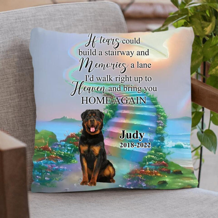 Custom Personalized Cat Dog In Heaven Pillow Cover - Memorial Gift Idea For Pet Lover - If Tears Could Build A Stairway