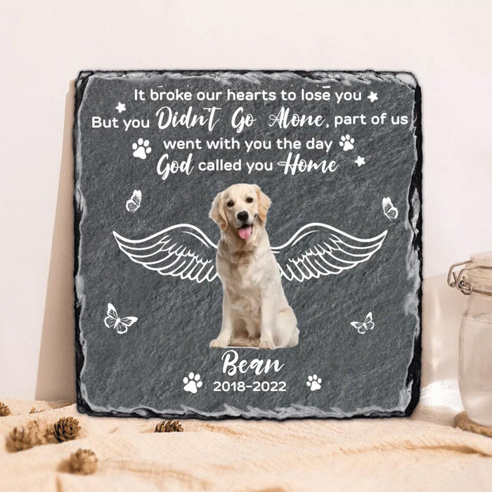 Custom Personalized Memorial Pet Photo Square Lithograph - Memorial Gift Idea For Dog/Cat Owners - It Broke Our Hearts To Lose You