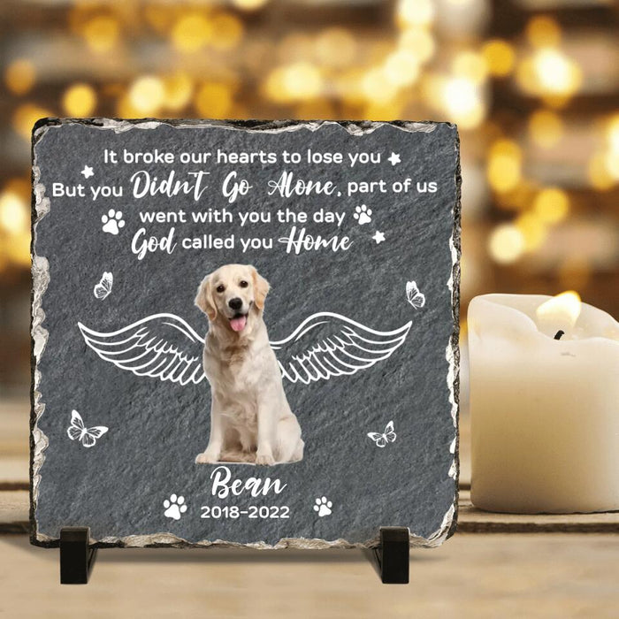 Custom Personalized Memorial Pet Photo Square Lithograph - Memorial Gift Idea For Dog/Cat Owners - It Broke Our Hearts To Lose You