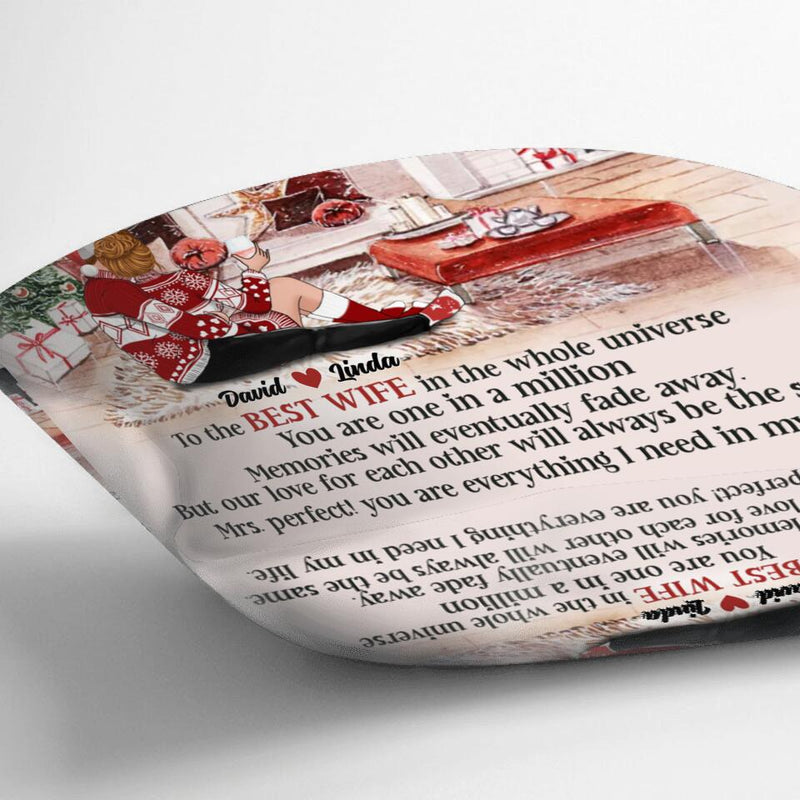 Personalized Hugging Couple Xmas Pillow Cover - Gift Idea For Couple - To The Best Wife In The Whole Universe