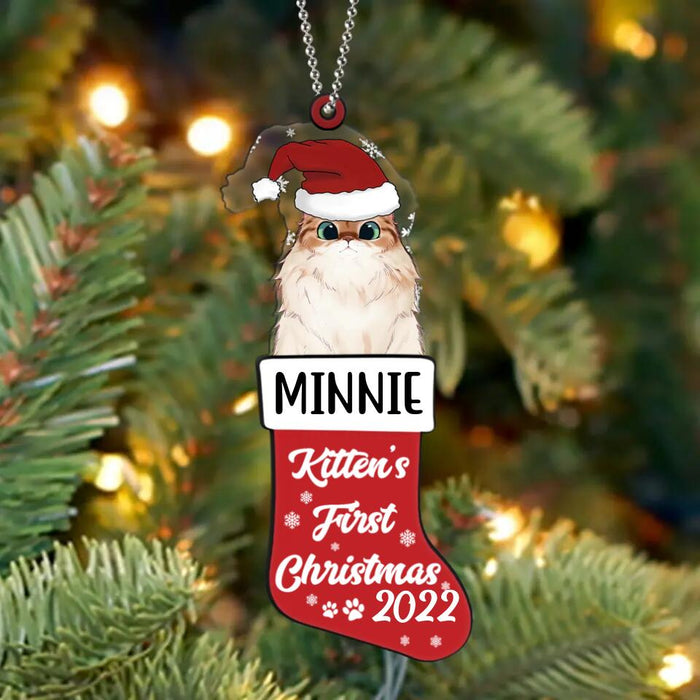 Custom Personalized Cat Ornament - Christmas Gift Idea For Pet Owners - Kitten's First Christmas