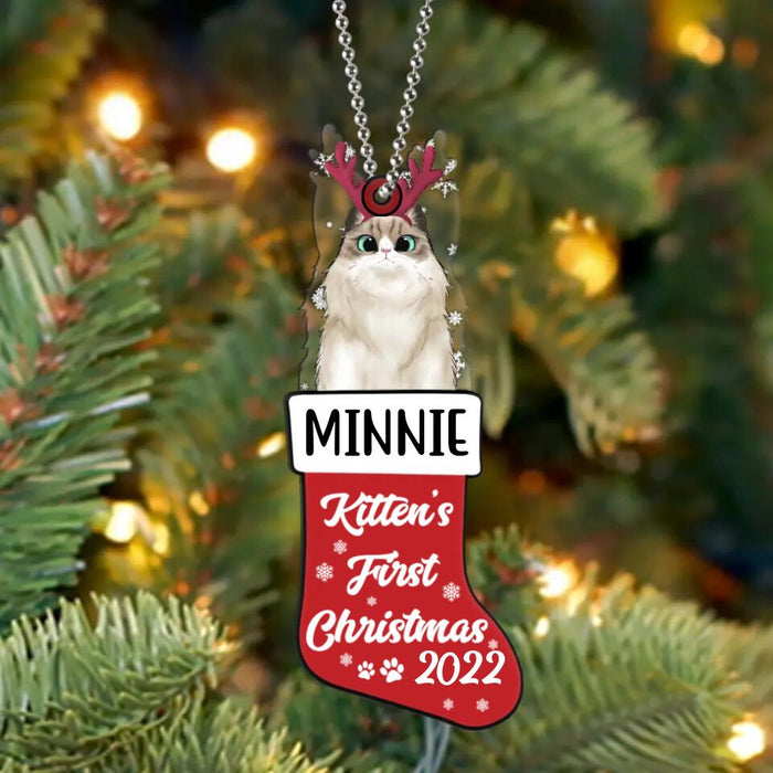 Custom Personalized Cat Ornament - Christmas Gift Idea For Pet Owners - Kitten's First Christmas