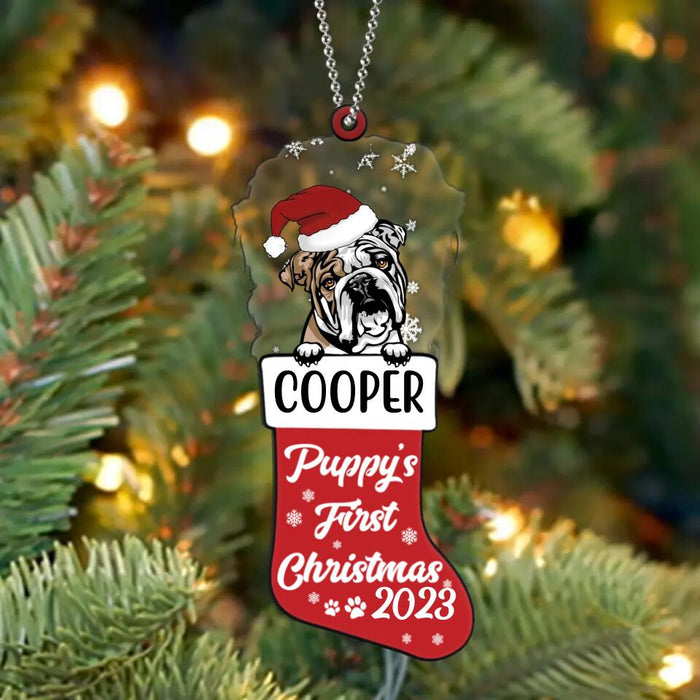 Custom Personalized Dog Ornament - Christmas Gift Idea For Pet Owners - Puppy's First Christmas