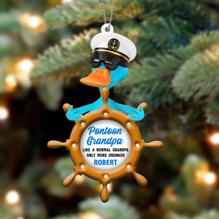 Custom Personalized Pontoon Duck Acrylic Ornament - Gift Idea For Pontoon Lover/ Christmas - Pontoon Grandpa Like A Normal Grandpa Only More Drunker