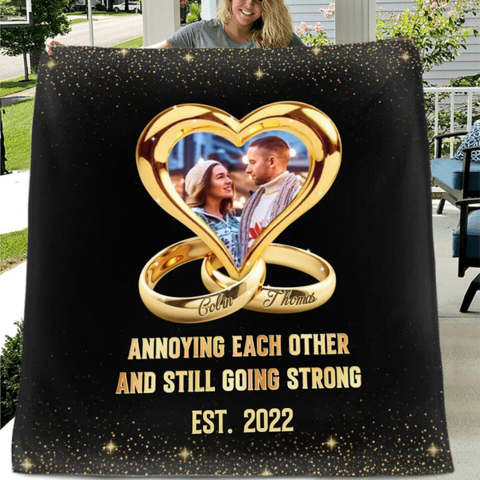 Custom Personalized Couple Fleece/ Quilt Blanket - Anniversary Gift Idea For Couple - Annoying Each Other And Still Going Strong