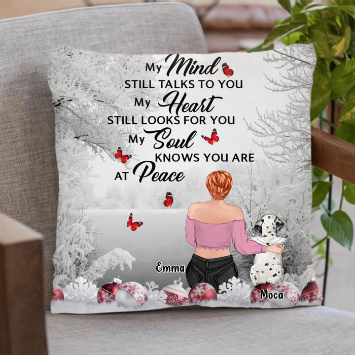 Custom Personalized Memorial Dog Pillow Cover - Gift Idea For Dog Lovers - My Mind Still Talks To You