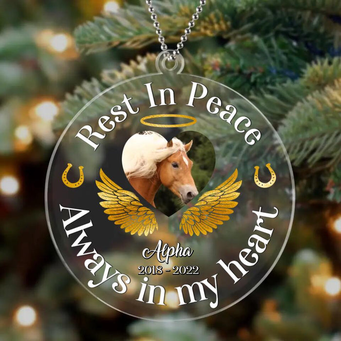 Custom Personalized Memorial Horse Circle Acrylic Ornament - Upload Photo - Christmas Memorial Gift Idea For Horse Lover - Rest In Peace Always In My Heart