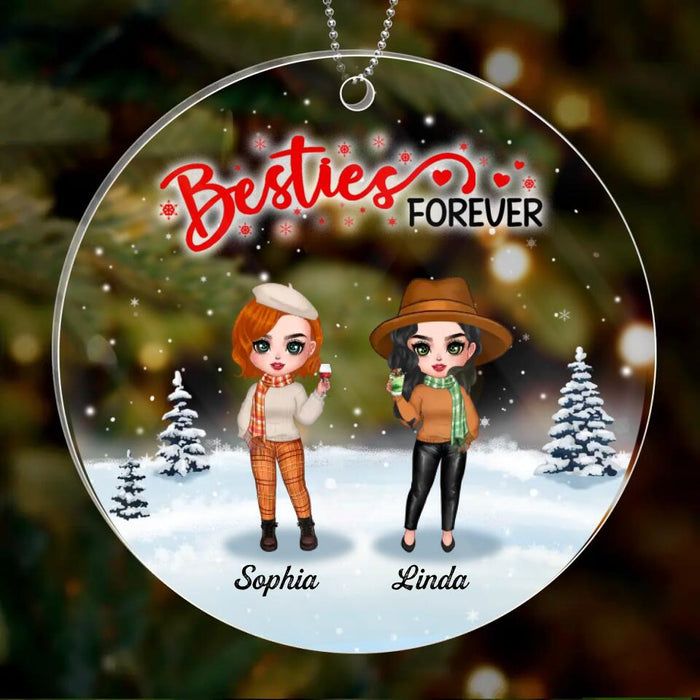 Custom Personalized Christmas Besties Circle Acrylic Ornament - Gift Idea For Besties - Up To 4 Friends - Besties Forever