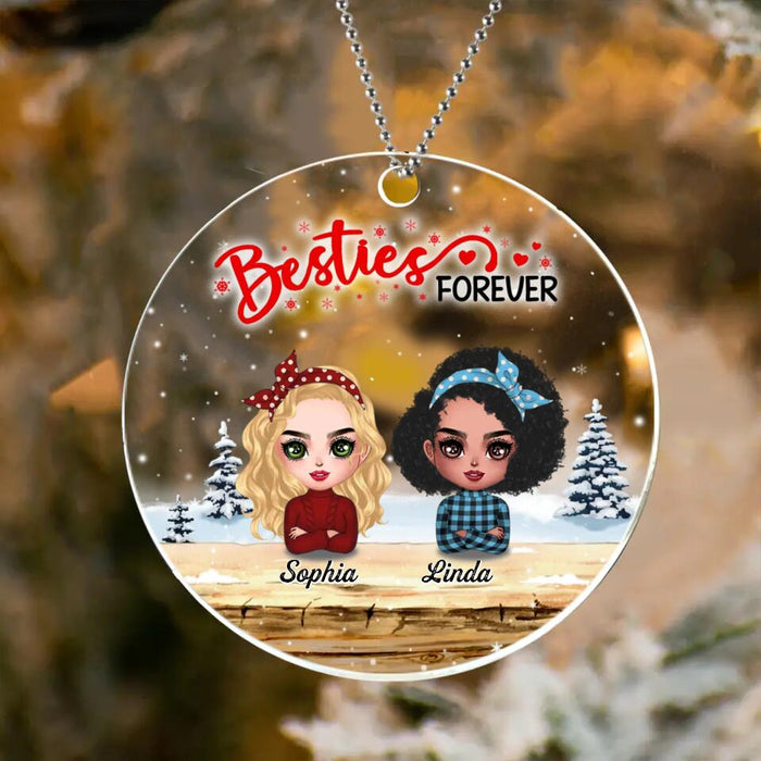 Custom Personalized Christmas Besties Circle Acrylic Ornament - Gift Idea For Best Friends - Upto 4 Friends - Bestie Forever