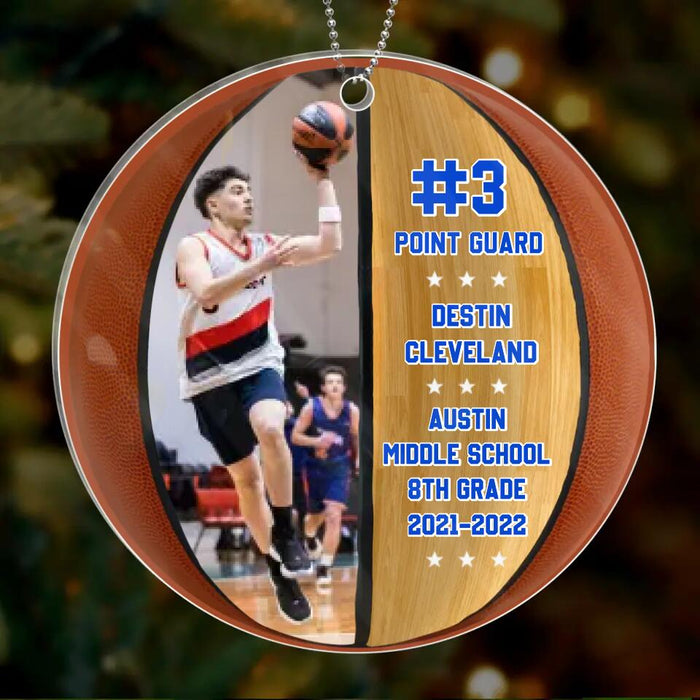 Custom Personalized Basketball Acrylic Ornament - Upload Photo - Christmas Gift Idea For Son/ Basketball Lover