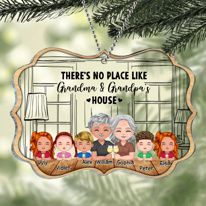 Custom Personalized Grandma & Grandpa's House Acrylic Ornament - Grandparents With Upto 5 Kids - Gift Idea For Grandparent - There's No Place Like Grandma & Grandpa's House