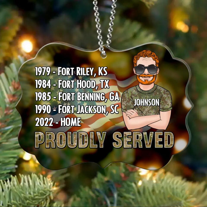 Custom Personalized Veteran Acrylic Ornament - Christmas Gift Idea For Veteran - Proudly Served