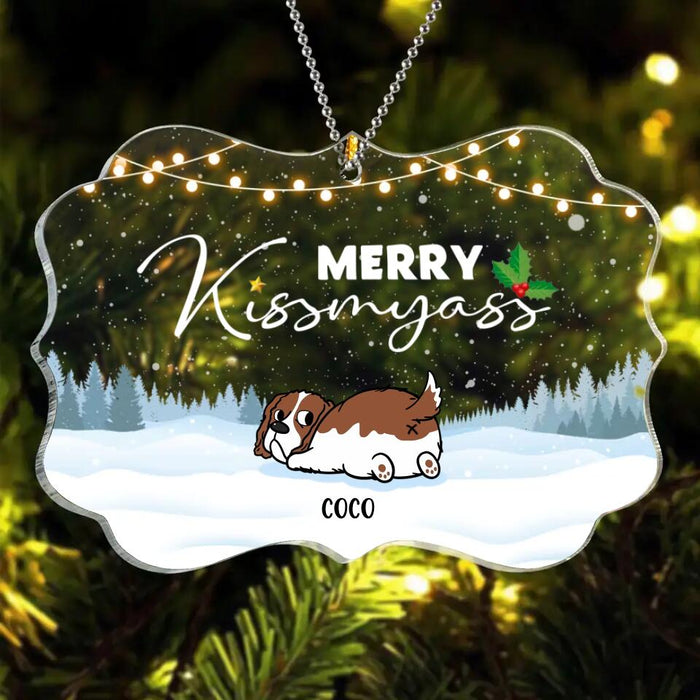 Custom Personalized Dog Big Butt Rectangle Acrylic Ornament - Christmas Gift Idea For Dog Lovers - Up To 5 Dogs - Merry Kissmyass