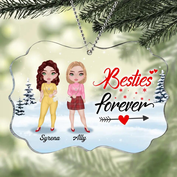 Custom Personalized Besties Acrylic Ornament - Christmas Gift For Besties/Friends - Upto 4 Girls - Not Sisters By Blood But Sisters By Heart