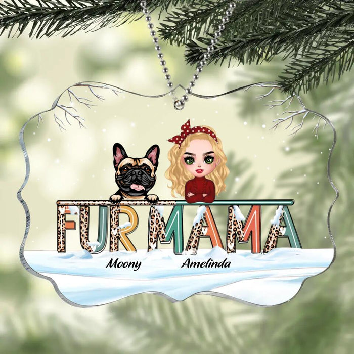 Custom Personalized Dog/Cat Mom Rectangle Acrylic Ornament - Gift Idea For Dog/Cat Lovers - Up To 5 Cats/Dogs - Fur Mama