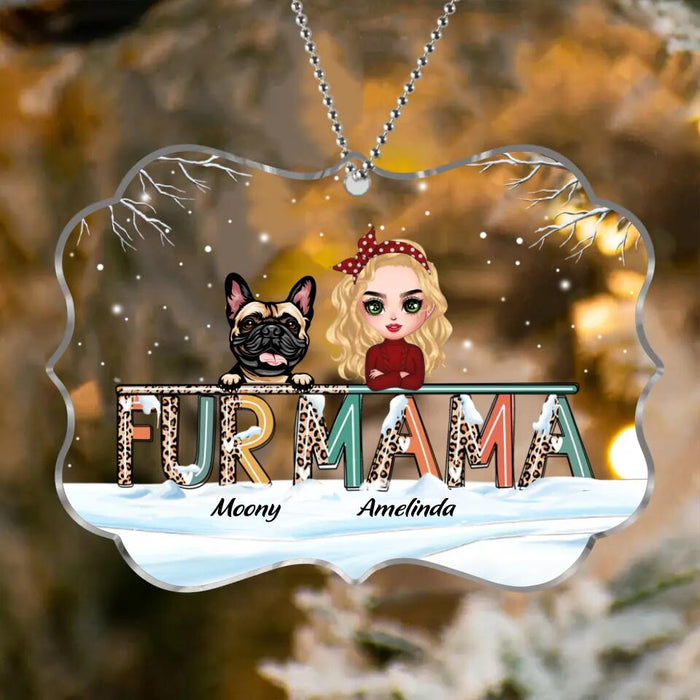 Custom Personalized Dog/Cat Mom Rectangle Acrylic Ornament - Gift Idea For Dog/Cat Lovers - Up To 5 Cats/Dogs - Fur Mama