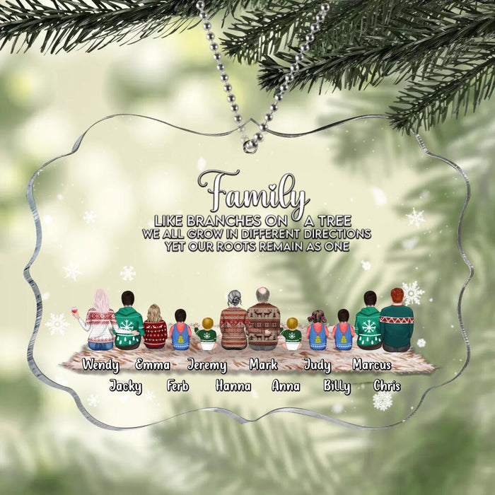 Custom Personalized Family Rectangle Acrylic Ornament - Upto 12 People - Gift Idea For Family - Family Like Branches On A Tree